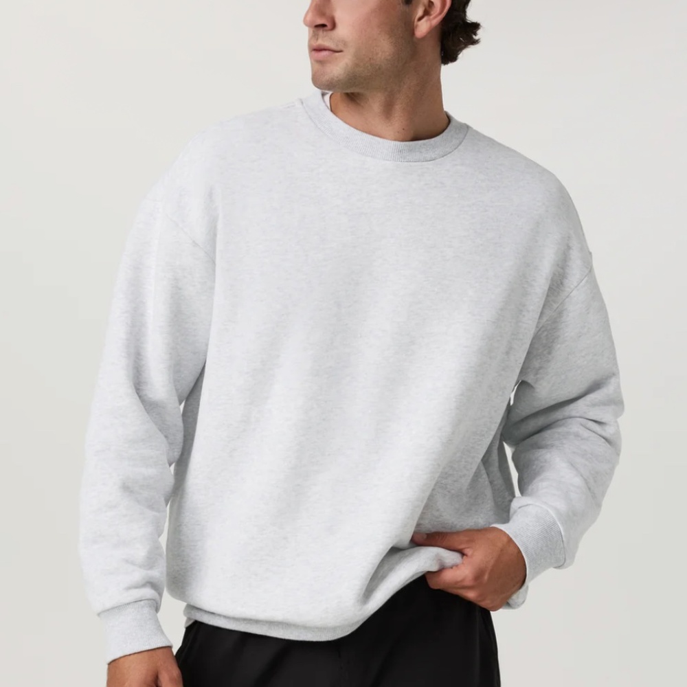 Vuori Restore Oversized Crew Sweatshirt – Pale Heather Grey (L)